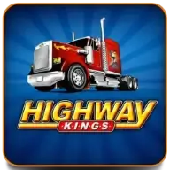Red truck with blue background, showing highway kings words